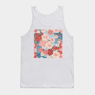 Japanese Kimono Pattern Spring, Sakura and Pastel Colors Tank Top